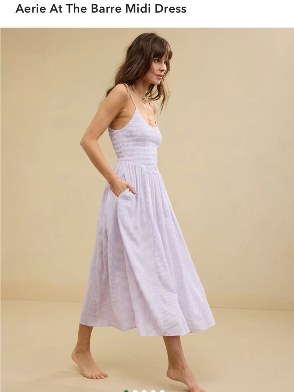 Aerie At The Barre Midi Dress- Lavender Gingham, Basque waist, size medium